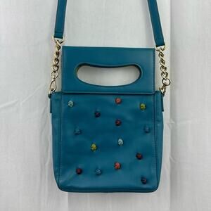 Tehra & B Blue Multicolored Knot Small Crossbody Leather Purse